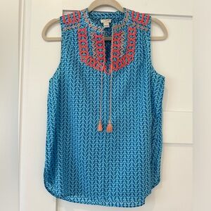 J.Crew blue and bright pink tank top